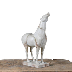 White resin statue of majestic horse with refined details