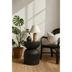 Stylish bedroom side table in dark oak finish
