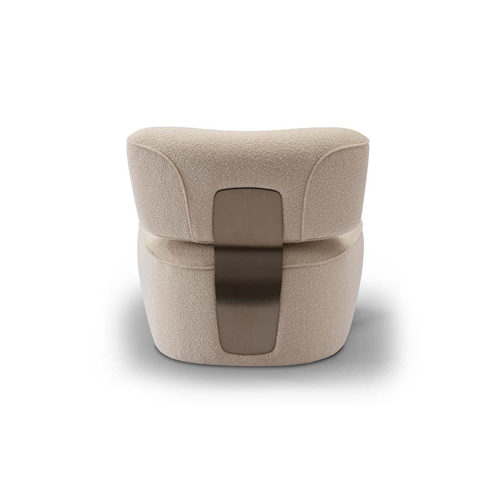 Back view of Yeti chair highlighting metallic embellishments