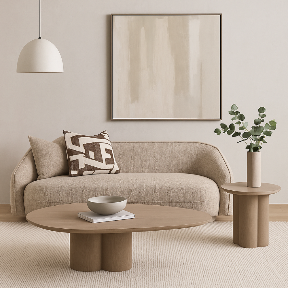 Contemporary 2 seater fabric sofa, Aero beige loveseat for apartments and homes