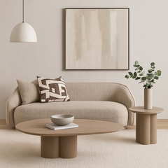 Contemporary 2 seater fabric sofa, Aero beige loveseat for apartments and homes
