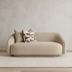 Designer fabric loveseat, Aero 2 seater sofa in beige for modern lounge decor