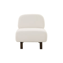 Birtic Armchair in boucle fabric with armless design, wide seating, and solid timber frame, modern luxury style.