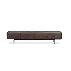 Bohne TV Unit in dark grey elm veneer with curved edges – a modern media console designed for stylish living rooms.