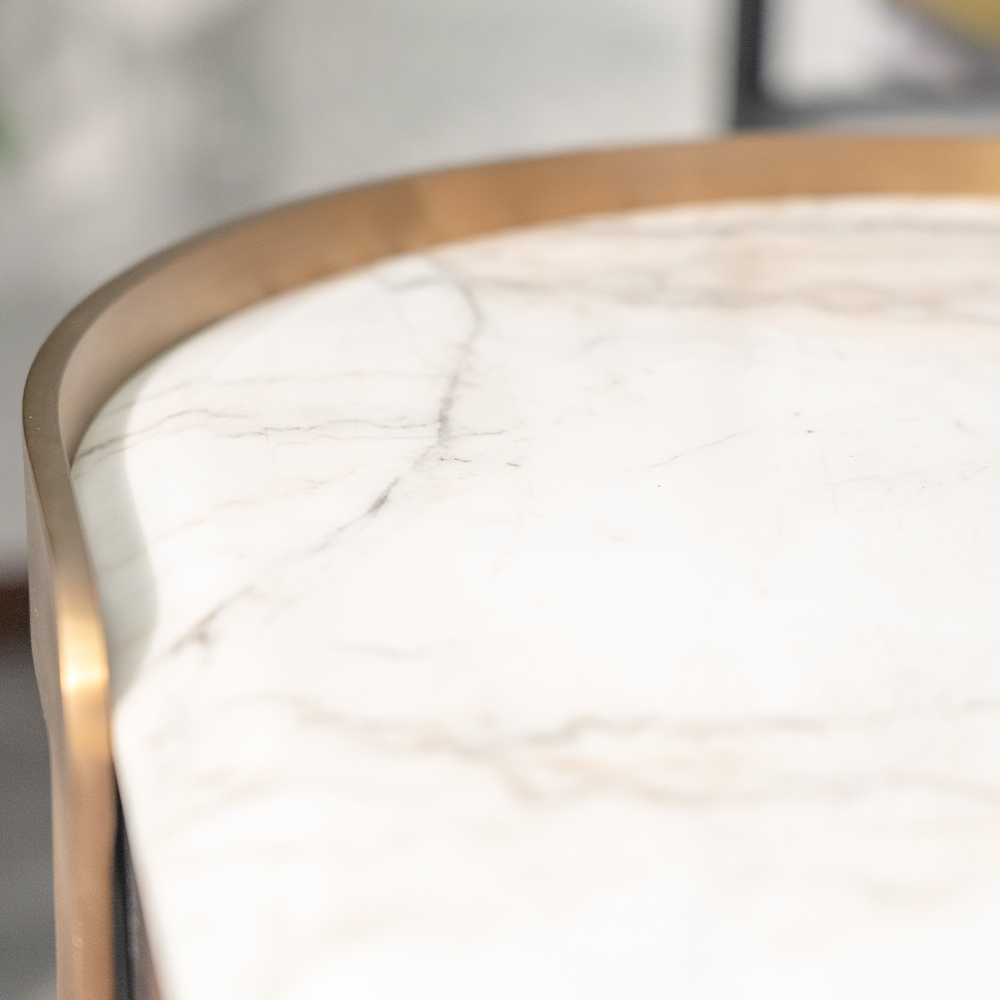 Cantar marble sideboard styled in a luxury living room with coordinated modern decor.