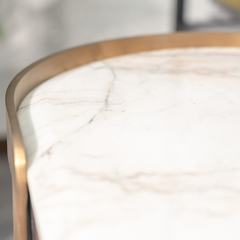 Cantar marble sideboard styled in a luxury living room with coordinated modern decor.