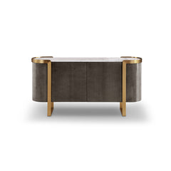 Cantar Sideboard featuring a Gadoria marble top and dark oak wood veneer – perfect for modern and luxury interiors.
