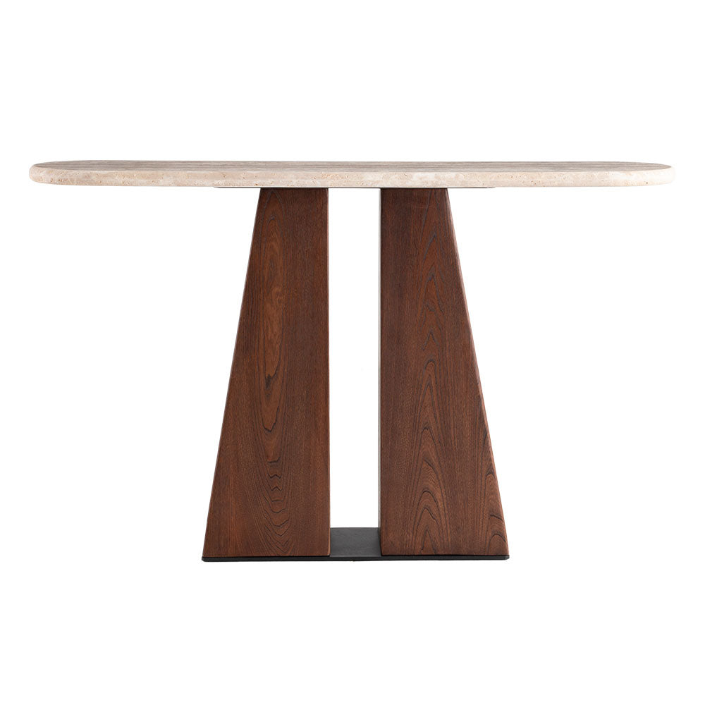 luxury console table Australia with natural travertine surface