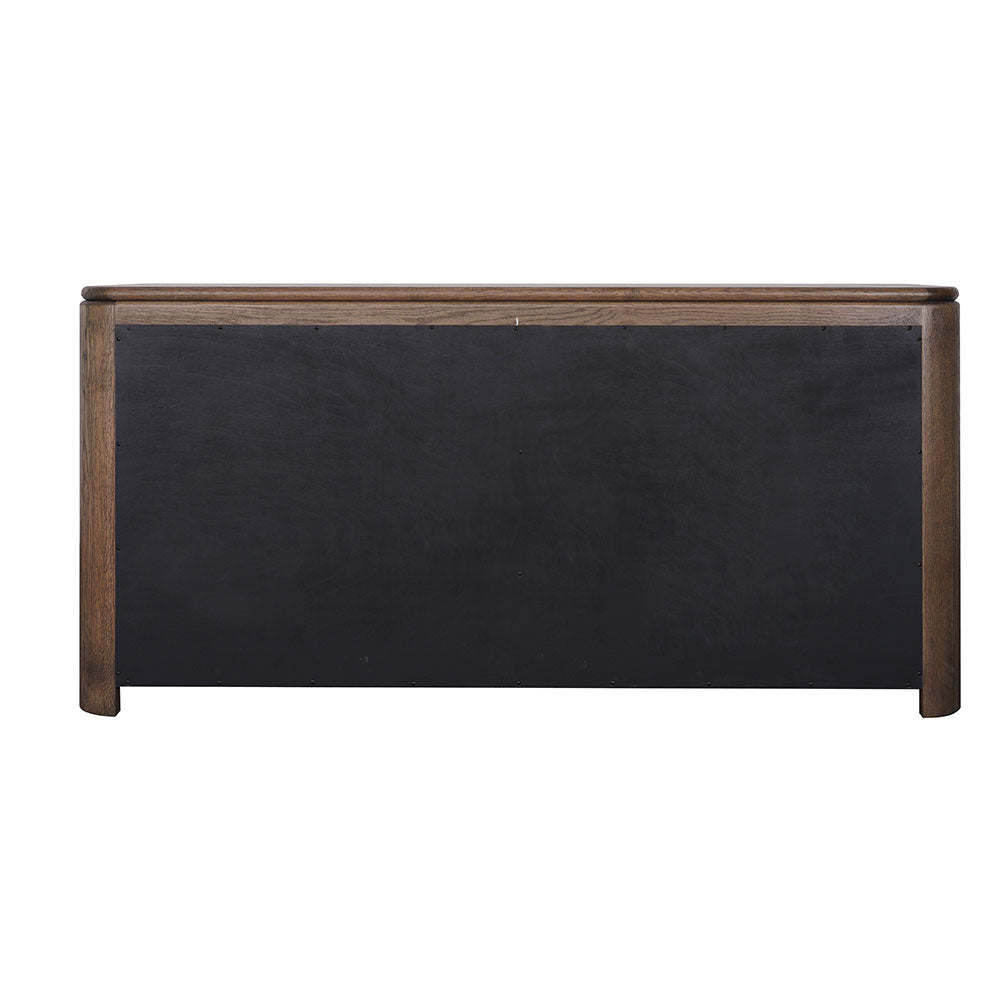 Denver Sideboard styled as living room furniture with a natural wood finish