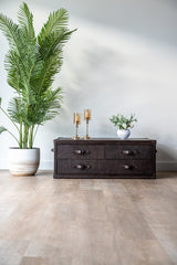 Designer Felix leather coffee table with integrated storage chest drawers, modern luxury centrepiece