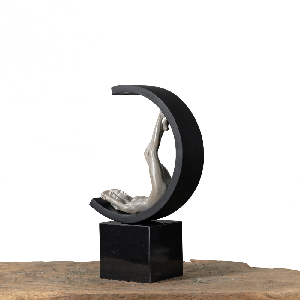 Elegant female figure art statue featuring smooth marble-resin texture and minimalist style, perfect for modern home or office decor.