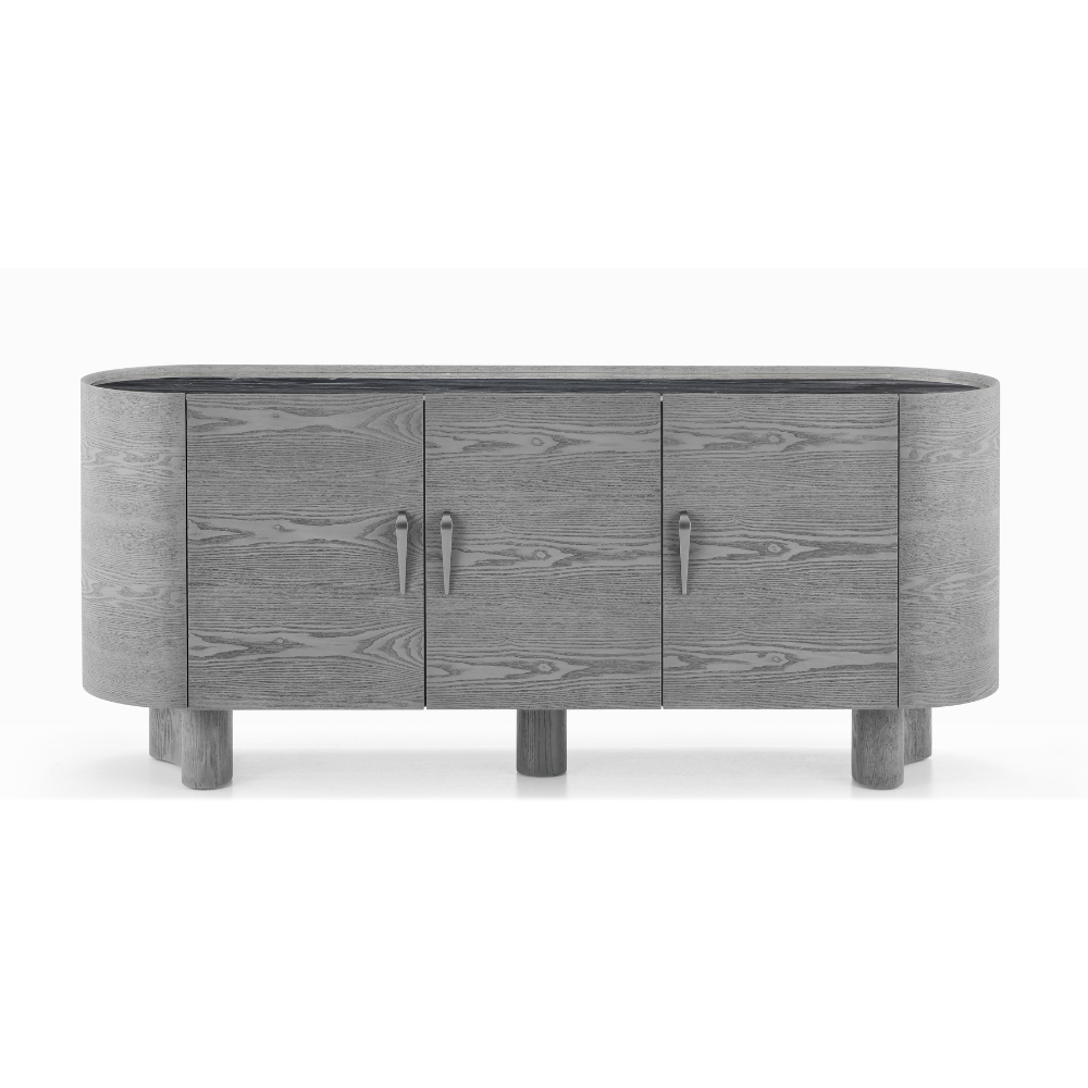 Erice 1.8M Sideboard featuring a natural marble top and wood veneer finish — a modern luxury storage solution for dining or living spaces.