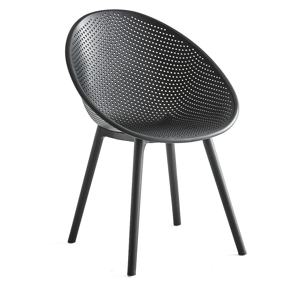 Ida Outdoor Chair in black polypropylene with rounded edges, UV-protected and weather-resistant, perfect for modern patio or garden seating.
