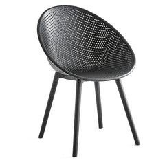 Ida Outdoor Chair in black polypropylene with rounded edges, UV-protected and weather-resistant, perfect for modern patio or garden seating.