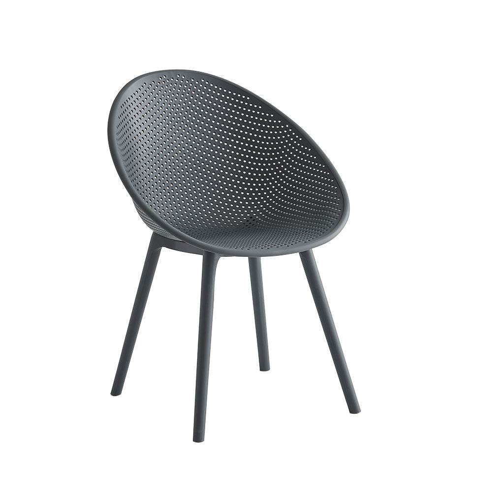 Ida Outdoor Chair crafted from durable polypropylene, featuring curved arms and weather-resistant design for stylish outdoor comfort.