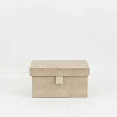 Close-up of Isla PU leather storage box showing fine stitching and velvet-lined interior