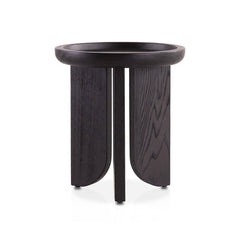 Kasper side table in black solid elm wood with round tabletop