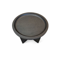 Front view of Kasper modern black elm wood side table