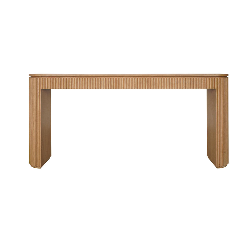 Kent console table in a natural oak finish featuring a modern and timeless design