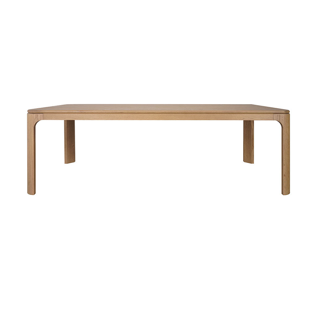 Kent modern dining table featuring a solid Chinese ash wood frame and oak veneer tabletop