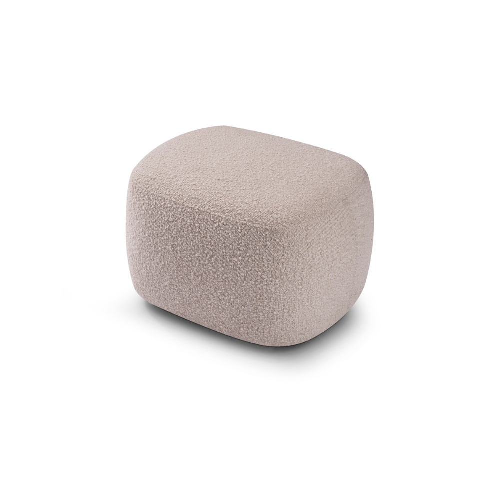 Lecce Boucl?? Modern Ottoman featuring soft textured upholstery and a minimalist rounded design, perfect as a footstool or accent piece for contemporary interiors.