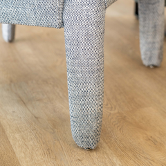 Lulea Armchair with cotton blend fabric in white and natural tones, modern design and comfortable seating for living areas.
