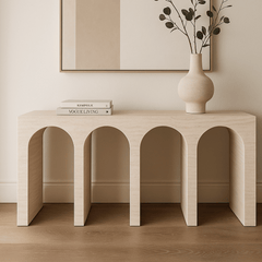 Luxury natural travertine console table for modern entryway or hallway