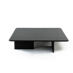 Mazzo Coffee Table with an oversized aged oak veneer top, styled in a modern living room with warm, natural textures.