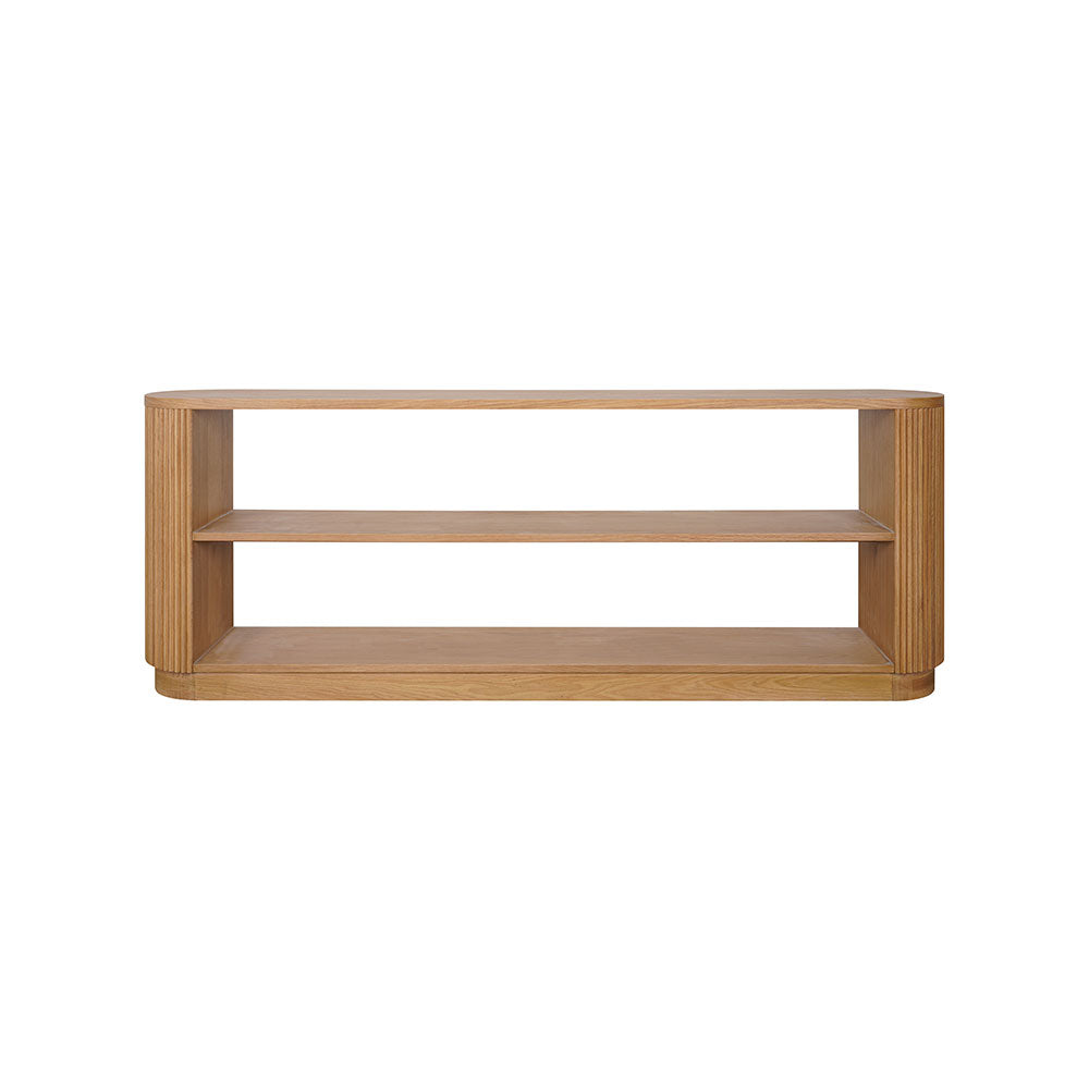 Milton console table in a natural oak finish with a timeless contemporary design