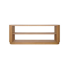 Milton console table in a natural oak finish with a timeless contemporary design