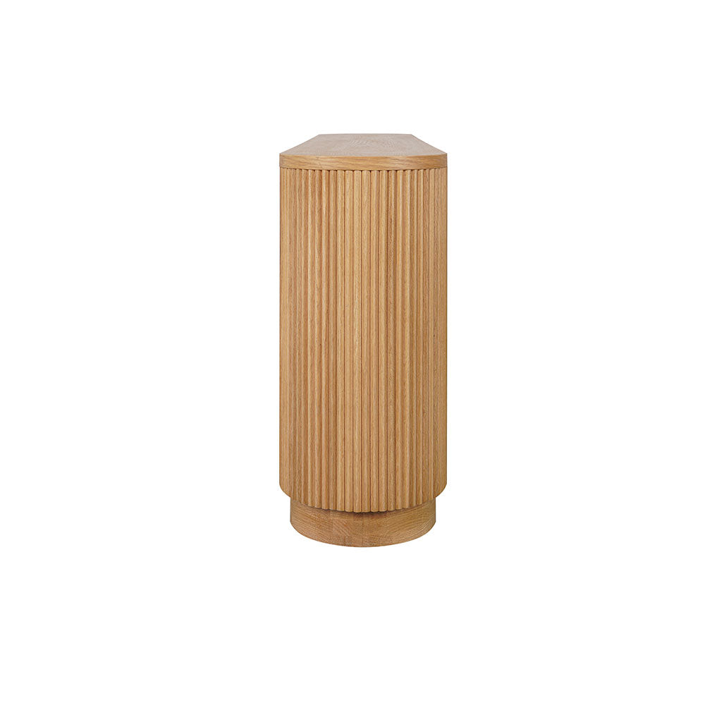 Milton console table showcasing its oak veneer finish and natural wood grain