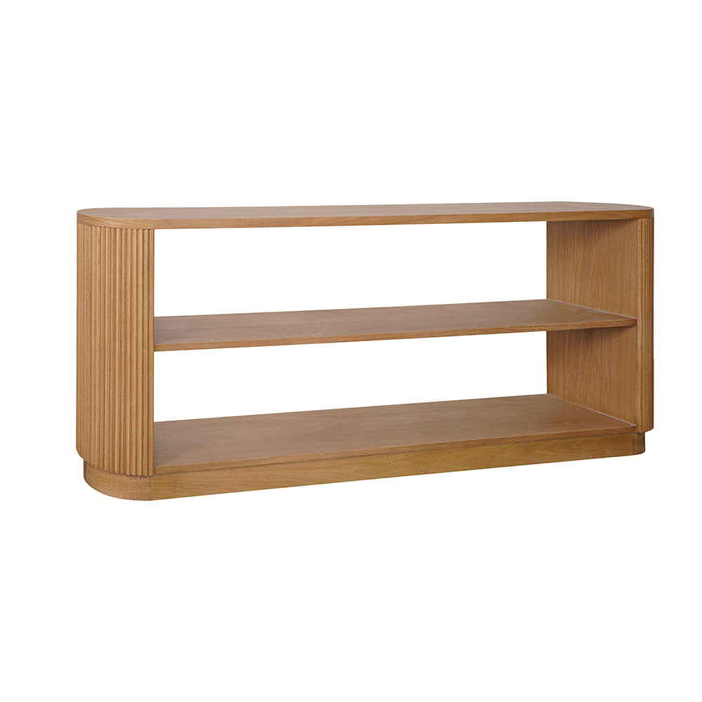 Milton wooden console table featuring solid oak construction and natural wood tones