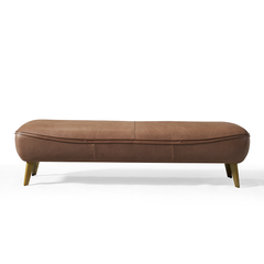 Nefe luxury leather bench in high-quality top grain leather with minimalist design and durable frame, designer accent piece for modern living spaces.