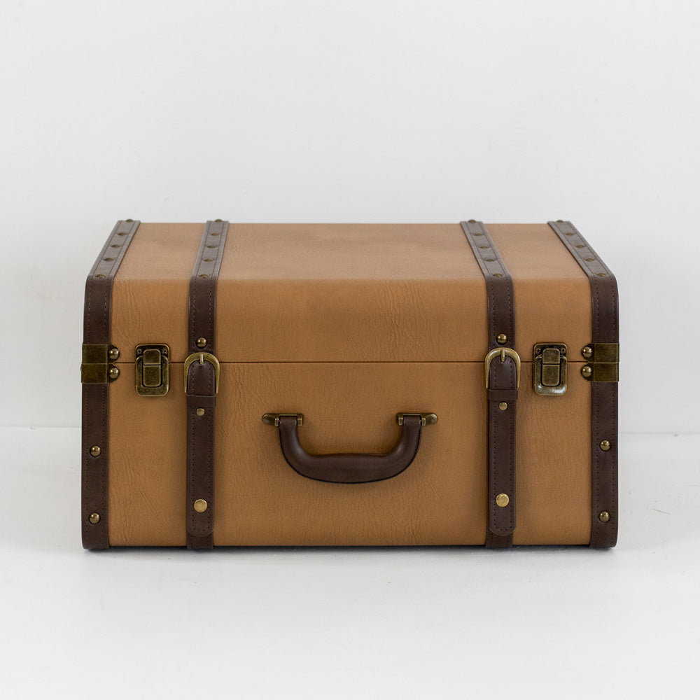Close-up of Nico PU leather storage box showcasing textured exterior and velvet-lined interior