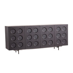 Front view of Norr modern sideboard with black ash wood veneer finish