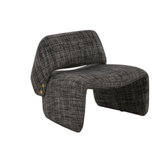 Odense Armchair with woven fabric in dark tones and metallic accents, modern design, durable and stylish.