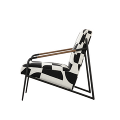 Oia fabric armchair, Oia lounge chair with metal frame and wood arms