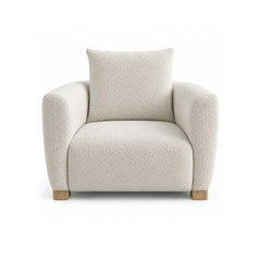 Plaza Armchair in ivory cream premium fabric with wood legs