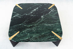 Ponze luxury natural stone coffee table featuring green marble top and oak structure, timeless modern design