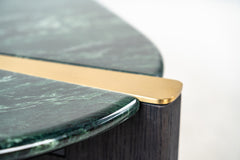 Ponze natural stone coffee table made of Verde Green marble, exclusive luxury centrepiece with solid oak legs
