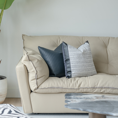 Premium Milos sofa in soft top-grain leather, 3-seater lounge for family comfort and relaxation.
