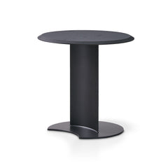 Rieti side table with carbon grey ash wood veneer top and matte black carbon steel legs, featuring a modern and minimalist design