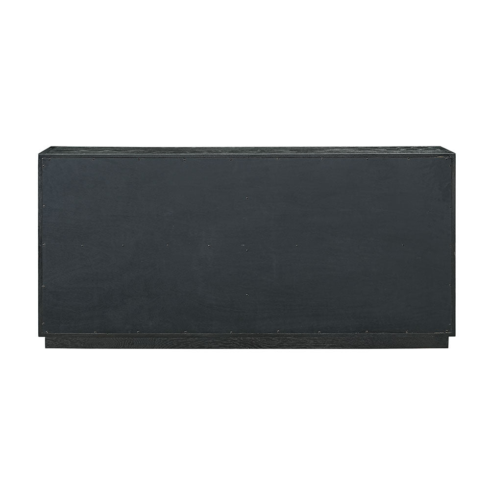 Salem oak sideboard combining natural wood tones with a glass top