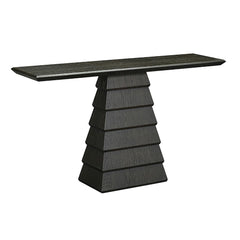Salem wall table showcasing its oak veneer surface in a dark charcoal colour