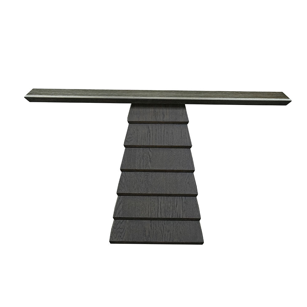 Salem wall table in a dark charcoal oak finish with a modern contemporary design