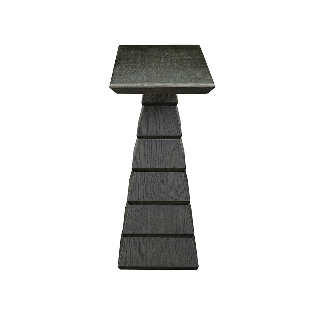 Salem dark charcoal wall table styled in a modern entryway with decorative accessories