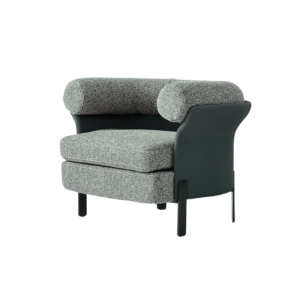 Ylva Armchair Cotton Linen, PU Leather, Stainless Steel