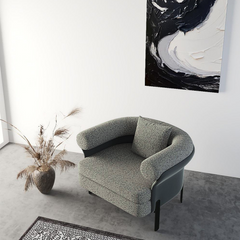 Ylva Armchair Cotton Linen, PU Leather, Stainless Steel