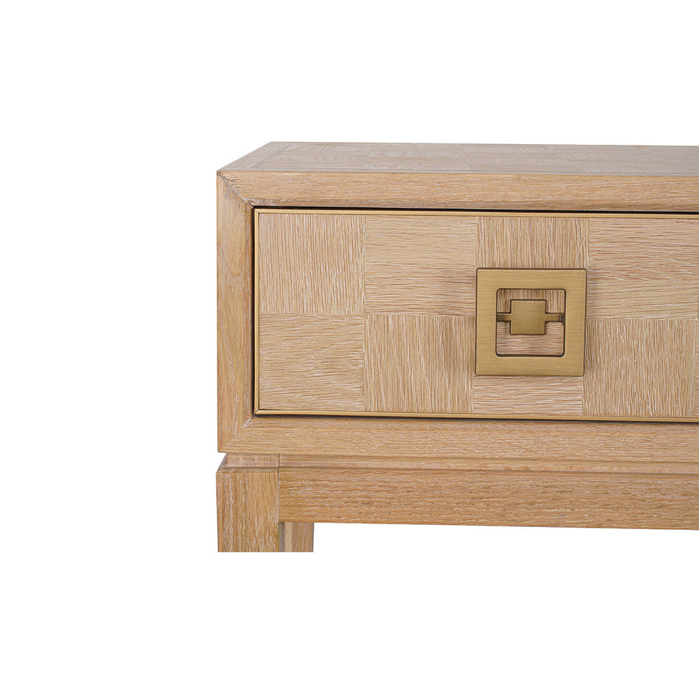 Sol modern console table featuring metal elements combined with warm natural wood tones