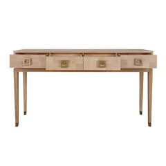 Sol console table showcasing its solid wood frame and natural oak appearance